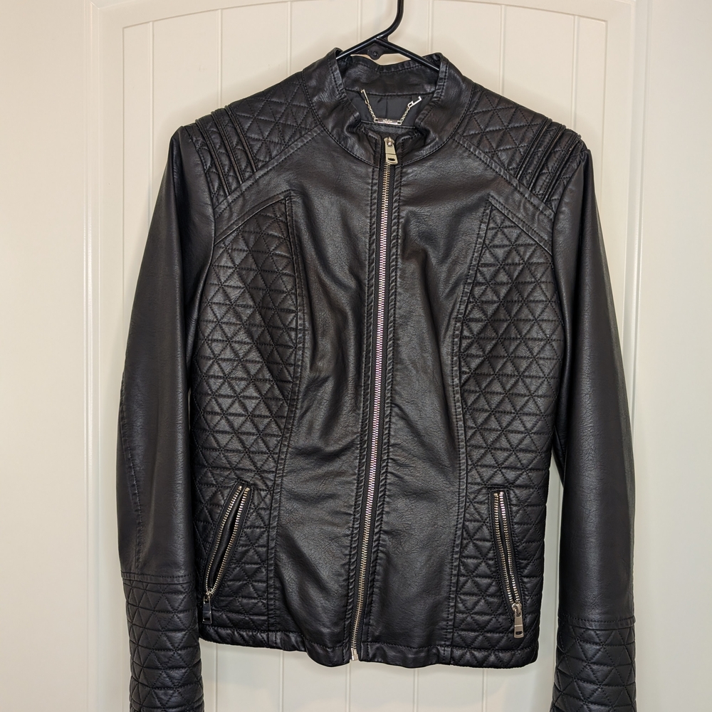 Sleek Black Quilted Leather Jacket